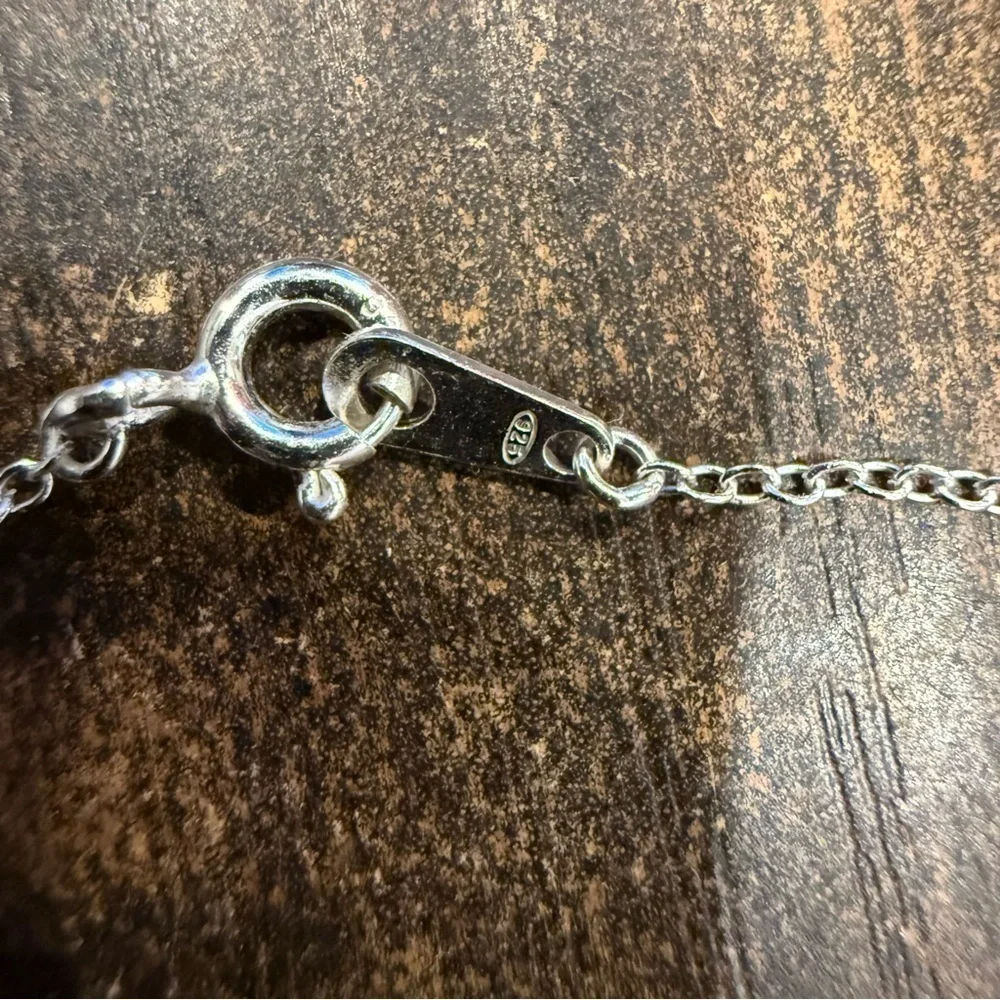 Elegant Double Bar Crystal Silver Necklace 925 Adjustable NWOT!